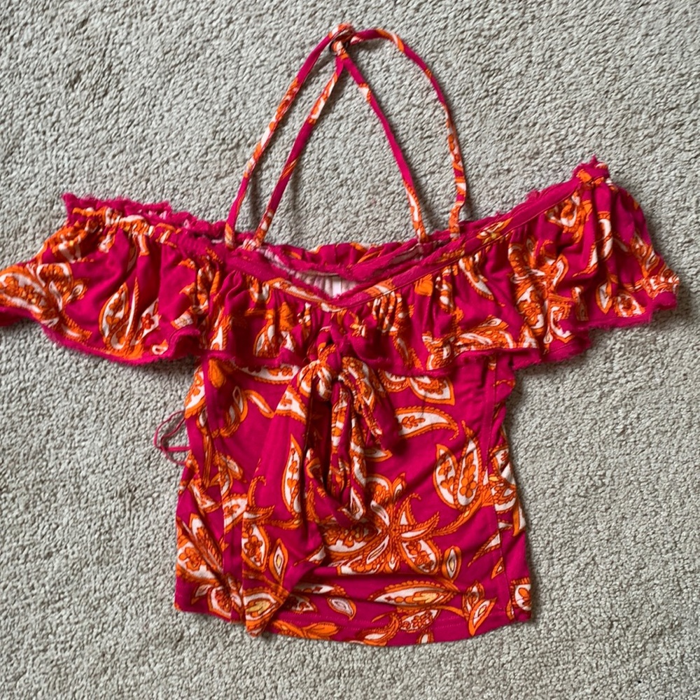 Free People fitted off the shoulder tie front size xs